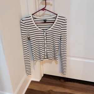Long Sleeve Wild Fable Buttoned Striped Knit Top